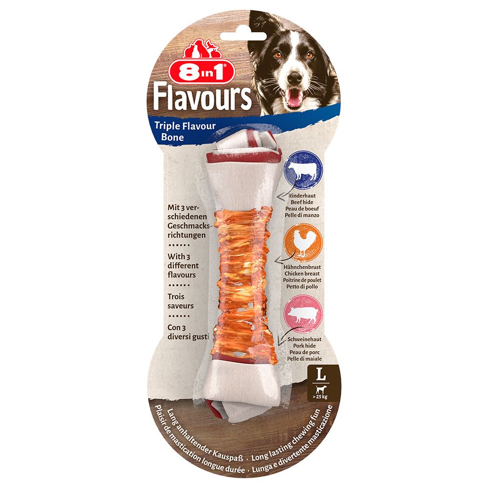 3x 85g Triple Flavour Kauknochen L 8in1 Hundesnack