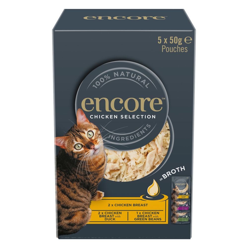 20x 50g Cat Pouch in Brühe Fisch-Auswahl (3 Sorten) Encore Katzenfutter nass