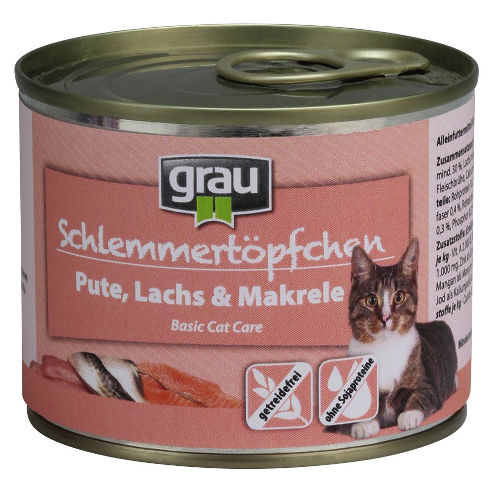 Grau Gourmet fără cereale 6 x 200 g - Curcan, somon & macrou