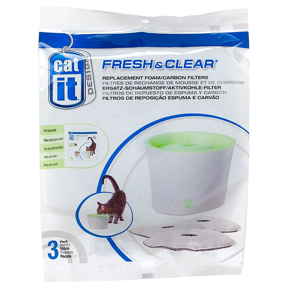 3x Filtres Catit Design Fresh & Clear 3L - Filtre pour fonatine à eau pour chat