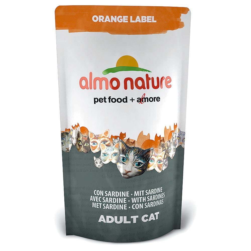 Orange label. Almo nature. Almo nature s.p.a. Корм для стерилизованных кошек Almo nature Orange Label с телятиной и с овощами 30шт. Х 70 Г. Корм для собак Almo nature Orange Label говядина с овощами 140г.