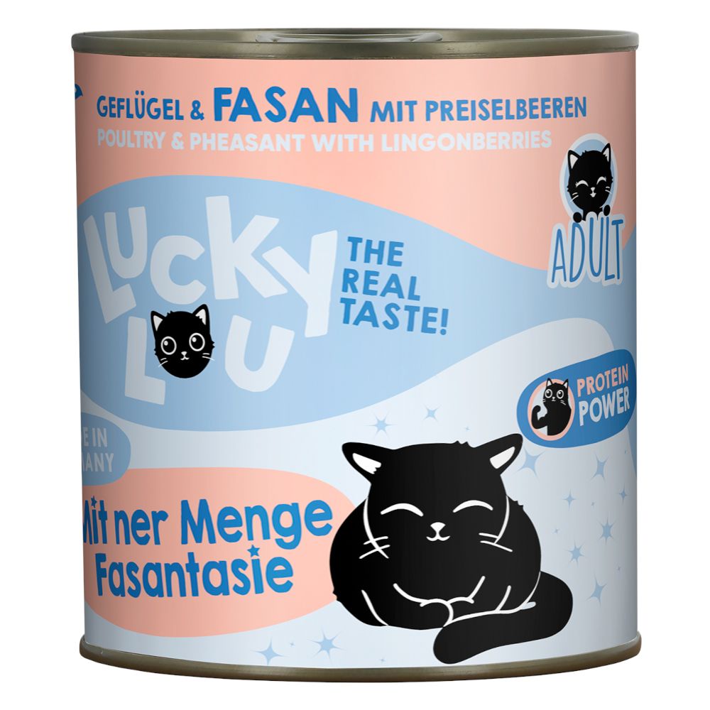 6x800g Lucky Lou Adult Geflügel & Fasan Katzenfutter nass