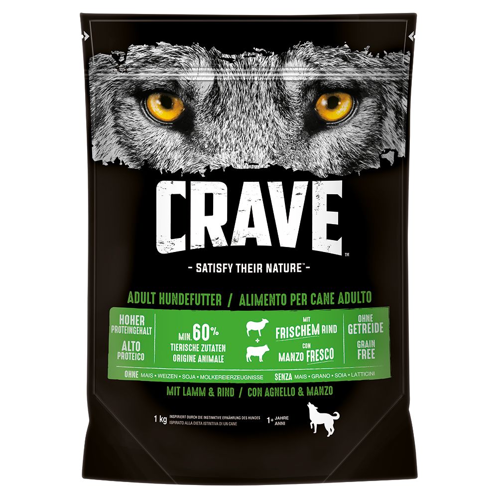 Crave Hundefutter Trocken Adult mit Lamm & Rind - Sparpaket: 5 x 1 kg