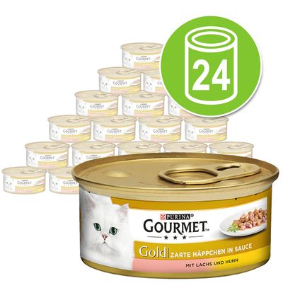 24 X 85 G Gourmet Gold Fijne Hapjes Kattenvoer Kalf Groente Voordeelpakket gourmet kopen in de aanbieding