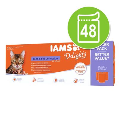 48X85G Delights Adult Land Sea In Saus Iams Kattenvoer iams kopen in de aanbieding