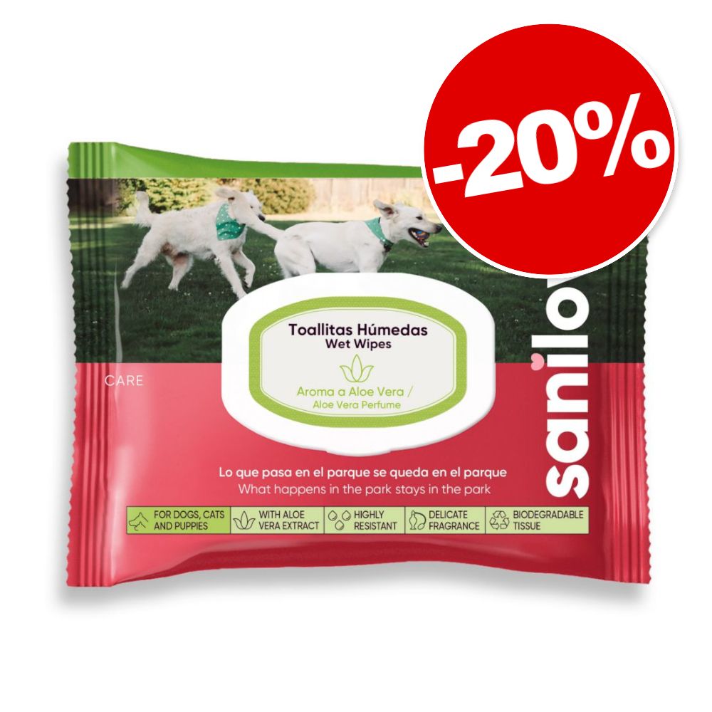 40x Lingettes Aloe vera Sanilove pour chien