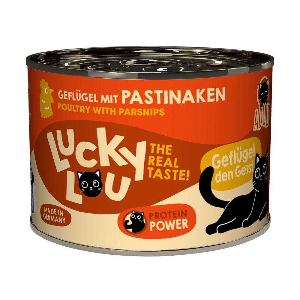 6x 200g Adult Geflügel & Hirsch Lucky Lou Katzenfutter nass