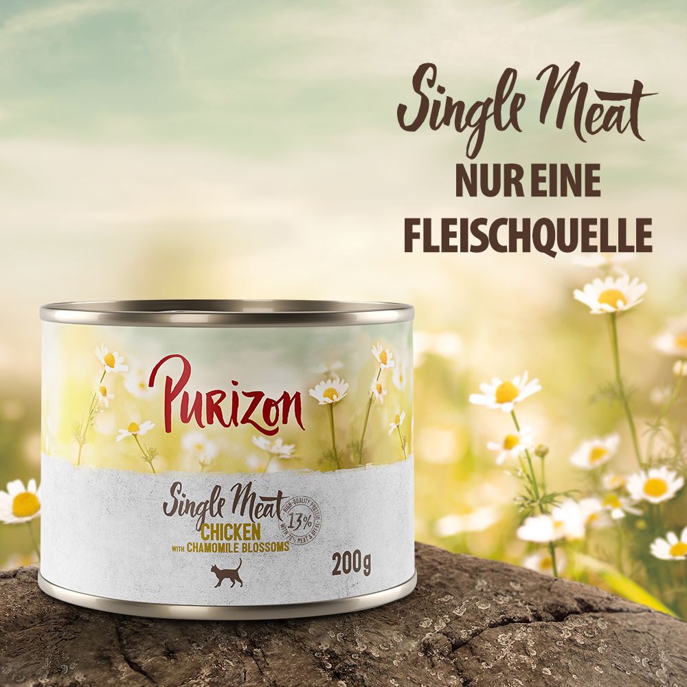 12x 200g Single Meat: Pute mit Heidekrautblüten Purizon Nassfutter für Katzen