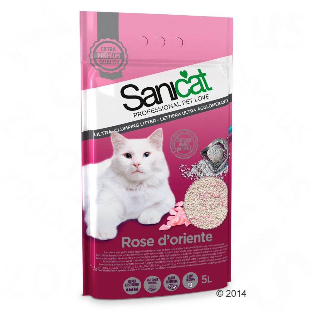 Image of Sanicat Rose D´oriente arena aglomerante para gatos - 3 x 5 l - Pack Ahorro 08411514803315