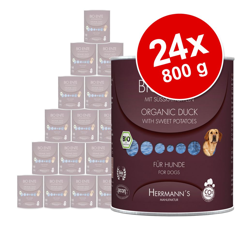 Sparpaket Herrmann´s Menü getreidefrei 24 x 800 g - Bio Pute mit Obst