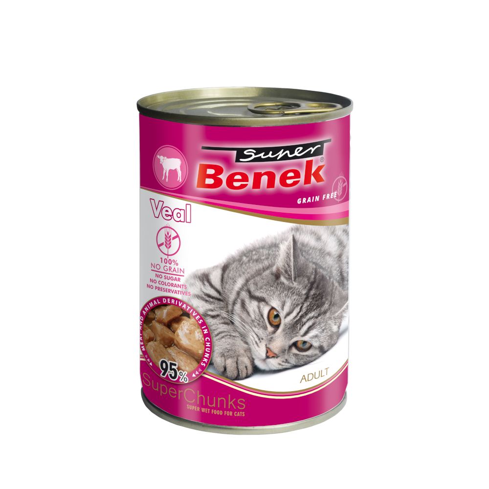 20x415g Super Benek Getreidefrei Chunks in Sauce Wild Katzenfutter nass