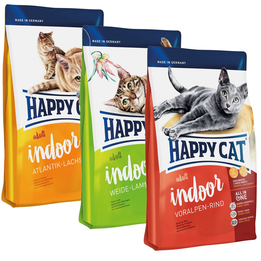 Happy Cat Indoor Adult Mix (3 Sorten) - 6 x 4 kg Indoor (3 Sorten)