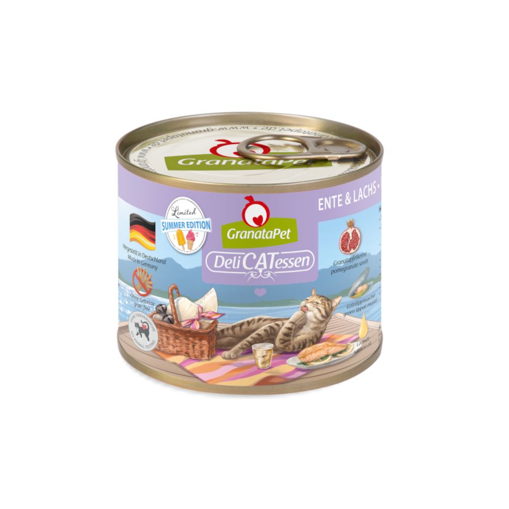 24x 200g DeliCatessen Limited Sommeredition Ente & Lachs GranataPet Katzenfutter nass