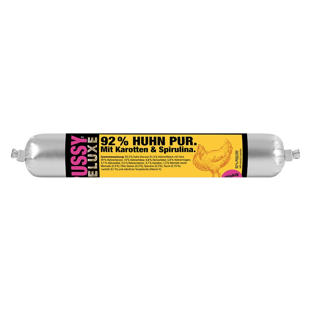 Pussy Deluxe Gelee oder Mousse 33 x 100 g.- Gelee Huhn Pur mit Karotten & Spirulina