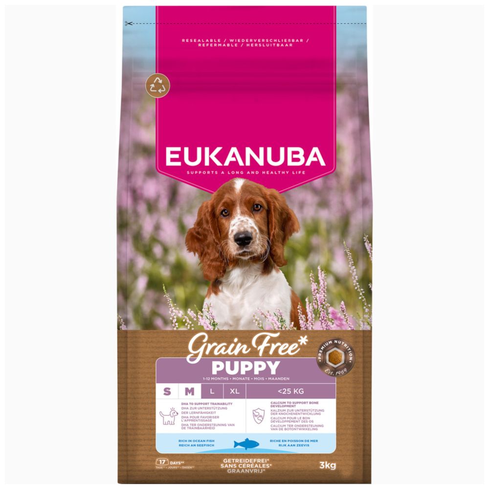 Eukanuba Grain Free Puppy Small & Medium Breed Seefisch.- 2 x 3 kg