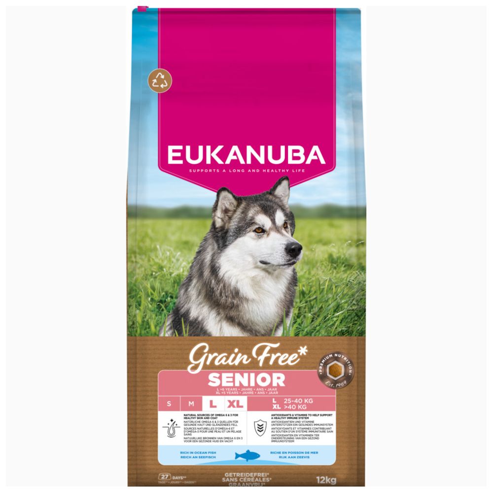 Eukanuba Grain Free Senior Large & Giant mit Seefisch.- 12 kg