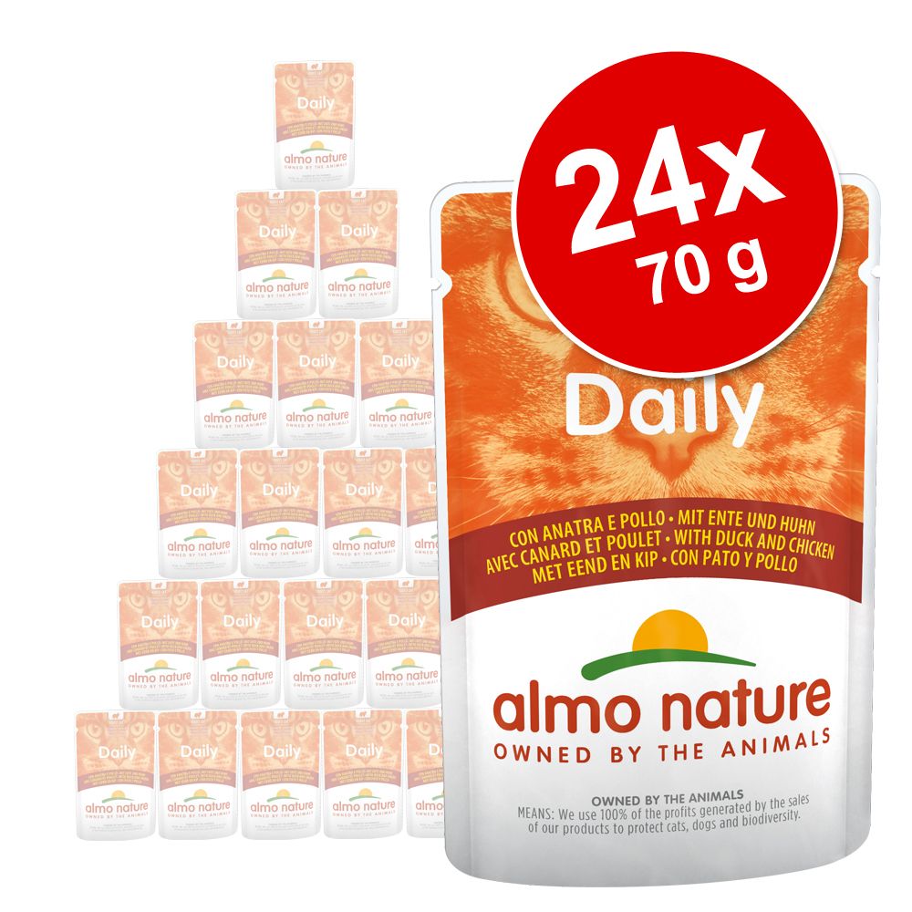 24x70g Pui & Somon Almo Nature Daily Menu hrană umedă pentru pisici