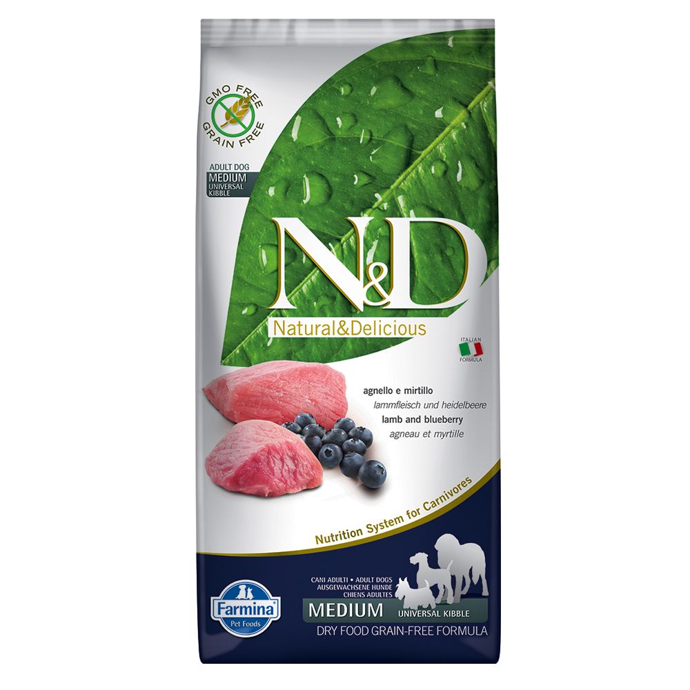 Farmina N&D getreidefrei Adult Medium mit Lamm & Heidelbeere - Sparpaket 2 x 12 kg