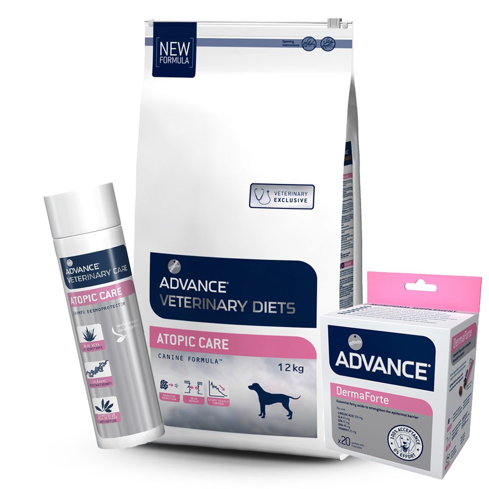Image of Pack Soluciones Advance Veterinary Diets Derma - 12 kg pienso Atopic Care + 200 g Suplemento DermaForte + Champú Atopic Care 08410650170718