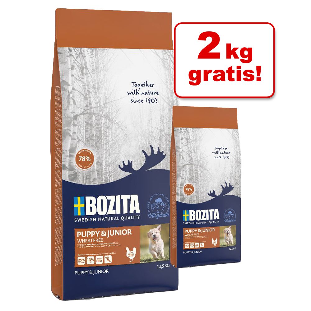 2 kg gratis! 4 / 14,5 kg Bozita Puppy & Junior weizenfrei - 2 kg + 2 kg