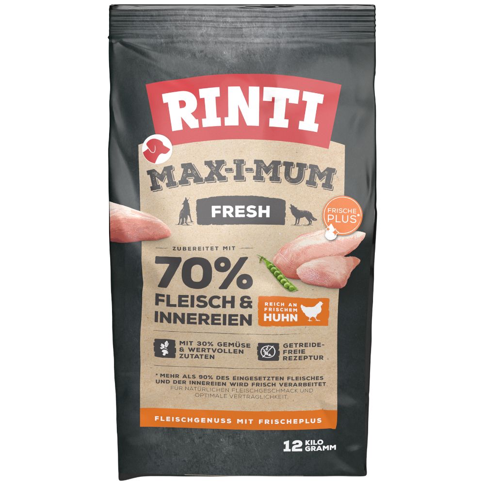2 x 1kg Max-i-mum mix Huhn + Rind RINTI Hundefutter trocken