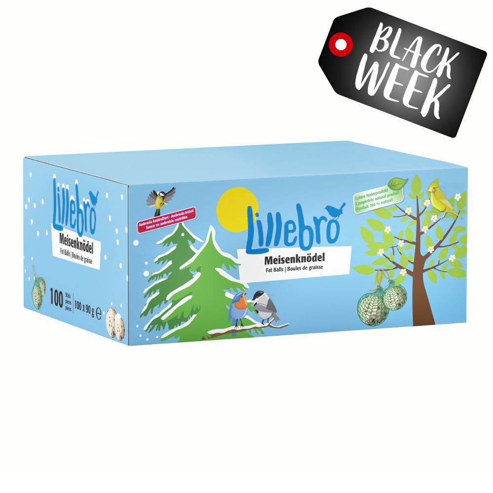 52,90 lei! 100 buc. Lillebro Bile de grăsime cu plasă la cutie de carton - 100 bucăți x 90 g cu plasă
