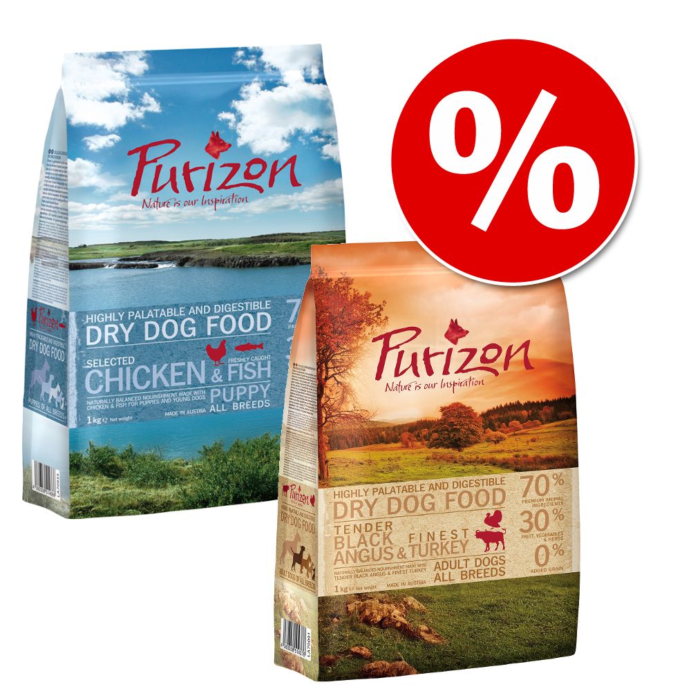 �bergangsset! Purizon- getreidefreies Hundefutter f�r Welpen und erwachsene Hunde - 4 kg Puppy + 4 kg Adult Black Angus & Truthahn