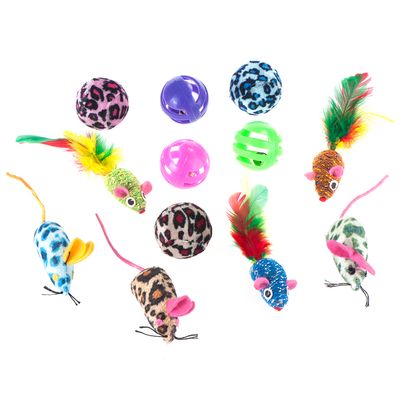 - Katzenspielzeug-Set mit Bällen & Mäusen Katzenspielzeug-Set mit Bällen & Mäusen