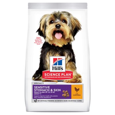 - Hill's Science Plan Adult 1+ Sensitive Stomach & Skin Small & Mini mit Huhn Hill's Science Plan Adult 1+ Sensitive Stomach & Skin Small & Mini mit Huhn
