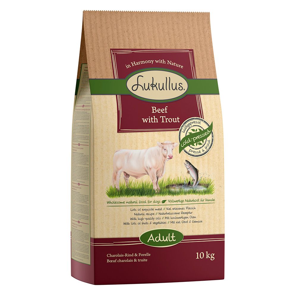 Lukullus Kaltgepresst Rind & Forelle.- Neue Rezeptur: 2 x 10 kg