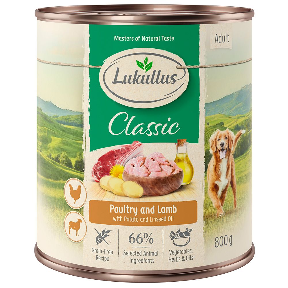 24 x 800g Mix - 3 Sorten getreidefrei Lukullus Naturkost Hundefutter nass