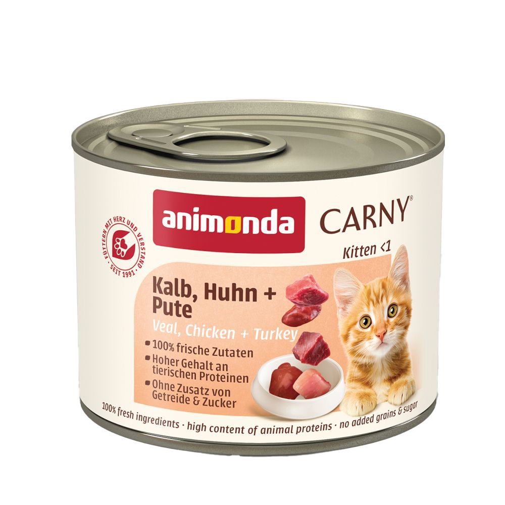 24x 200 g animonda Carny Kitten, Rind, Huhn & Kaninchen Nassfutter für Katzen