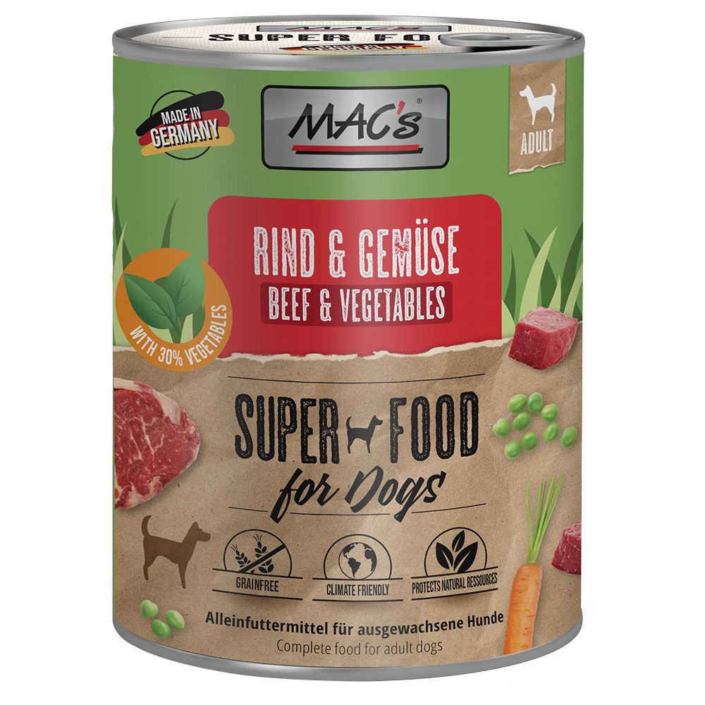 Sparpaket MAC's Nassfutter für Hunde 24 x 800 g.- Rind & Gemüse