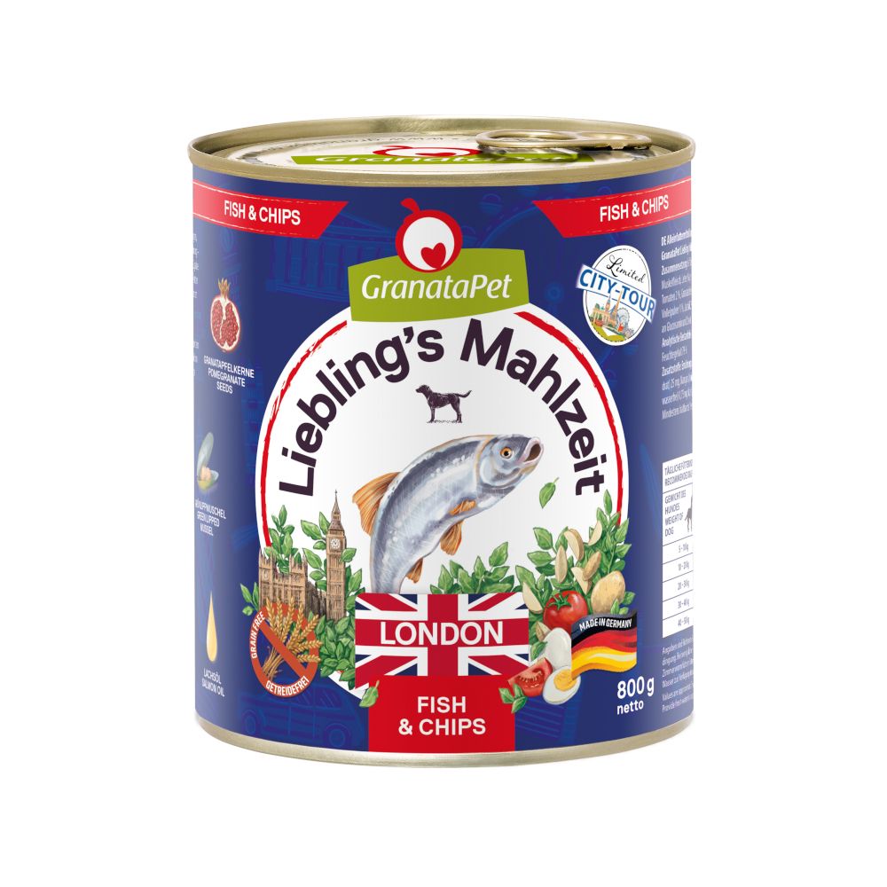 6x 800g Granatapet Liebling ́s Mahlzeit City Tour London Hundefutter nass