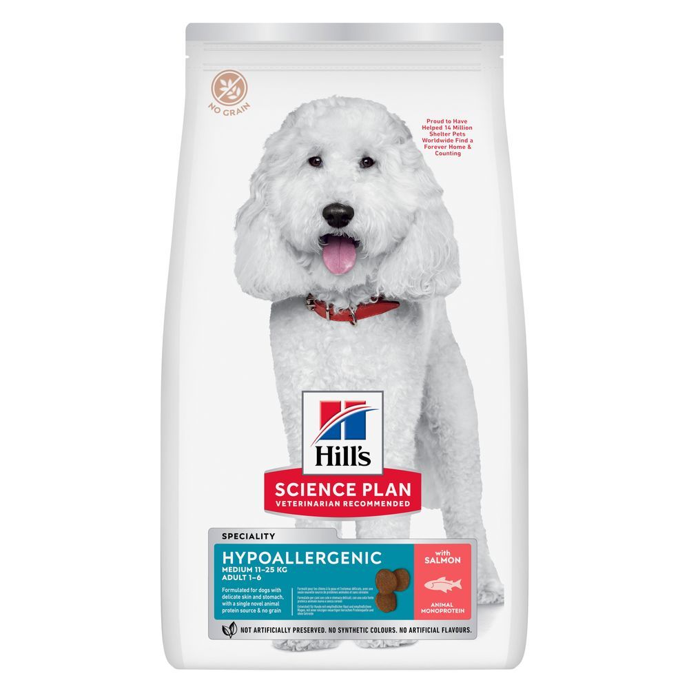14kg Hill's Science Plan Hypoallergenic Adult Medium mit Lachs Hundefutter trocken