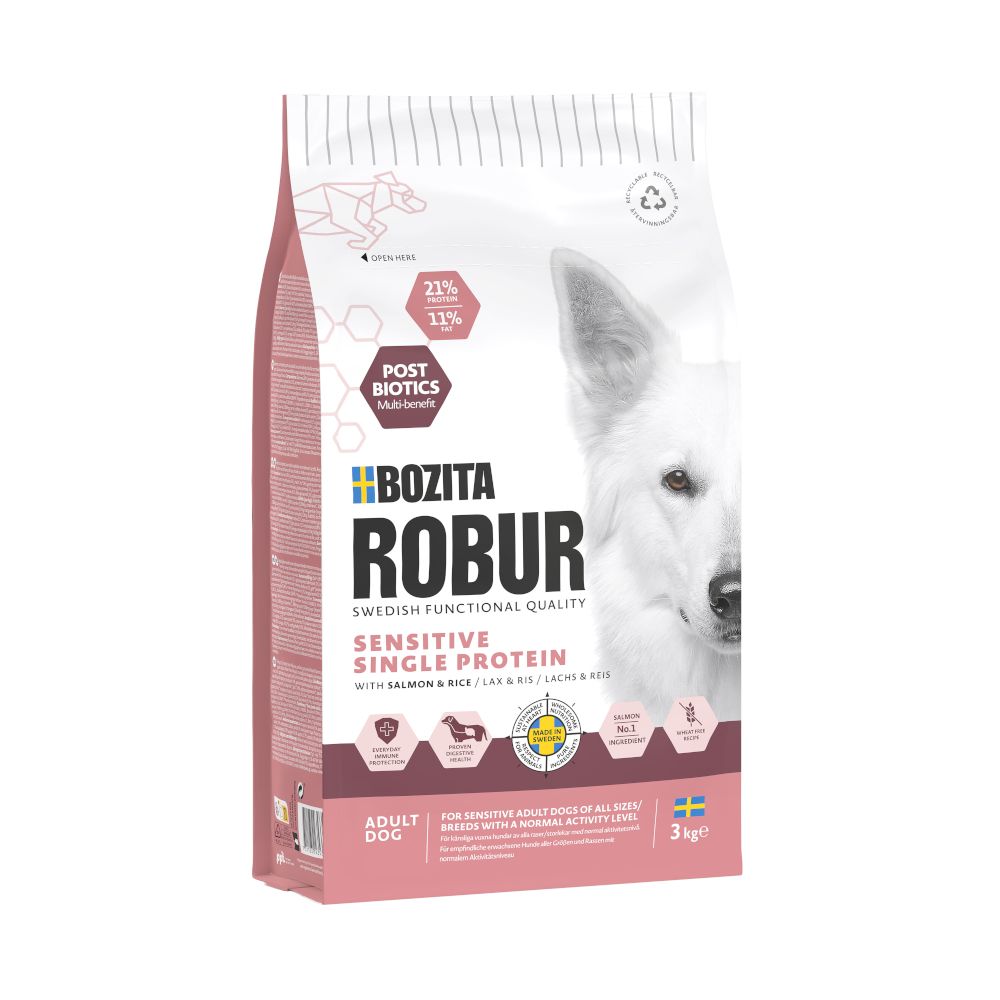 3kg Robur Sensitive Single Protein Lachs & Reis Bozita Hundefutter trocken