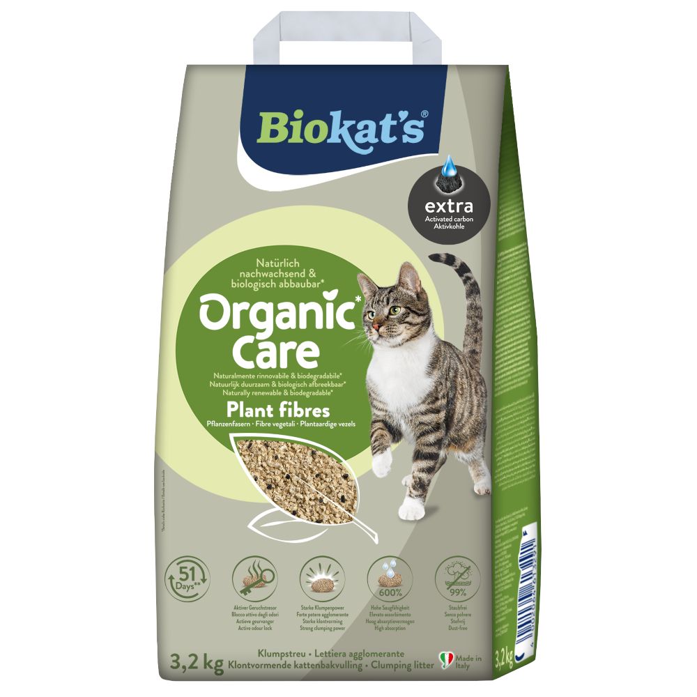 3,2kg (8L) Biokat's Organic Care Plant Fibres Extra Katzenstreu