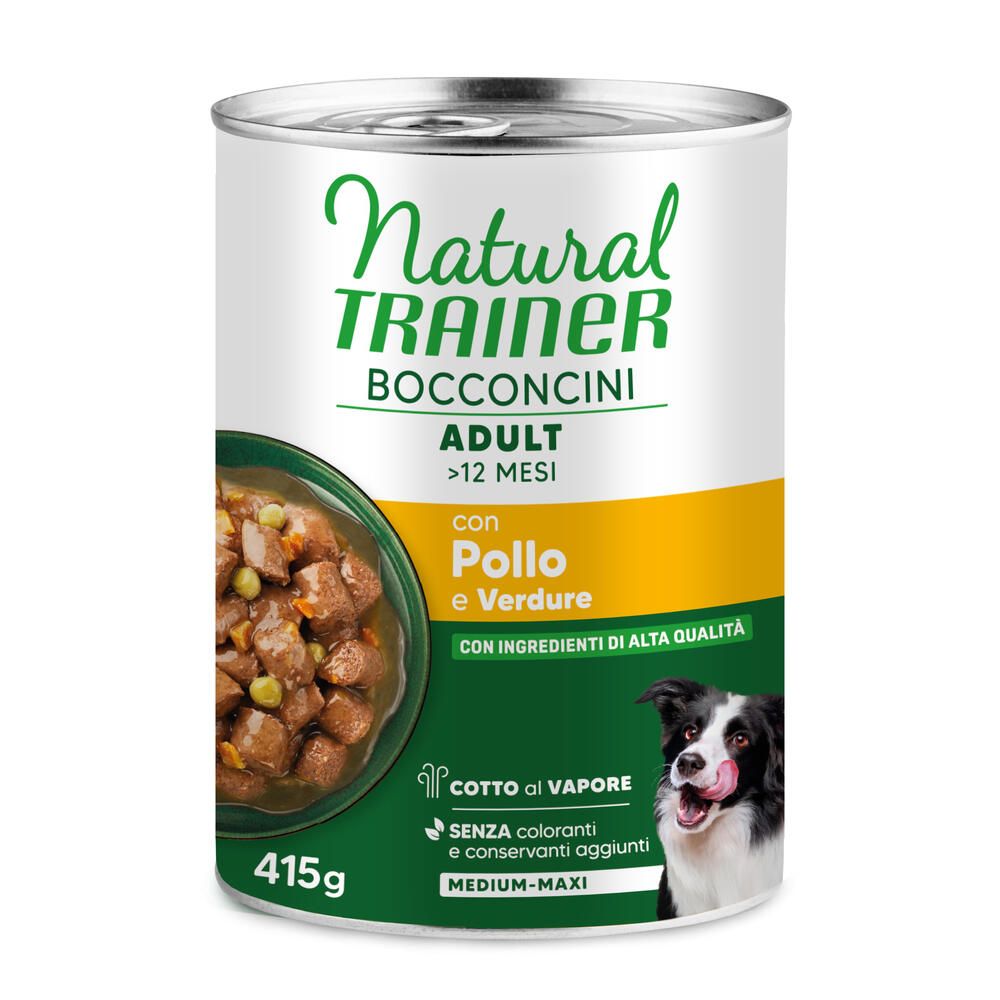 415g Natural Trainer Bocconcini Adult Medium & Maxi Chunks Huhn Hundefutter nass