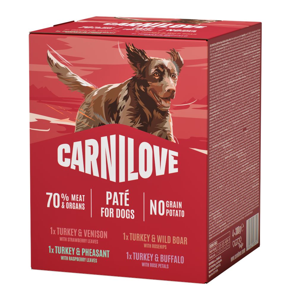 4x 300g Carnilove Dog Pouch in Paté Truthahn-Mix (4 Sorten) Hundefutter nass