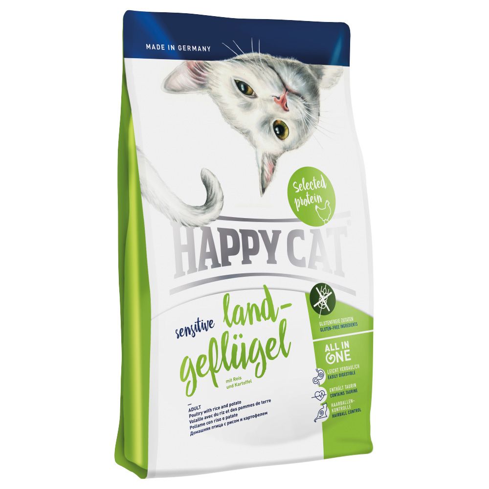 Happy Cat Dry Food Economy Packs - Sensitive Adult Poultry (2 x 4kg)