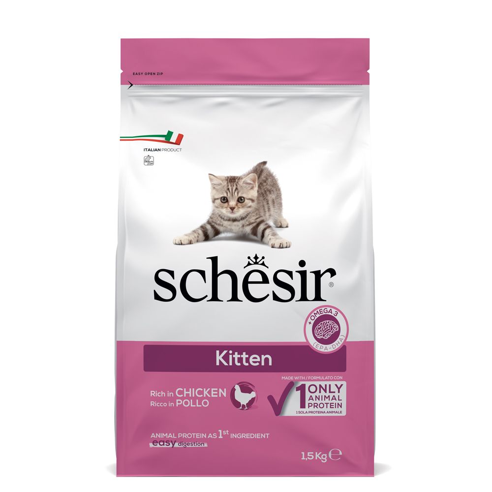 3x 1,5kg Kitten mit Huhn Schesir Katzenfutter trocken