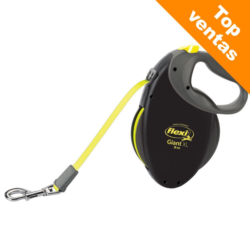 Image of Correa extensible Flexi Giant con cinta de 8 m - Negro y amarillo neón L 04000498015568