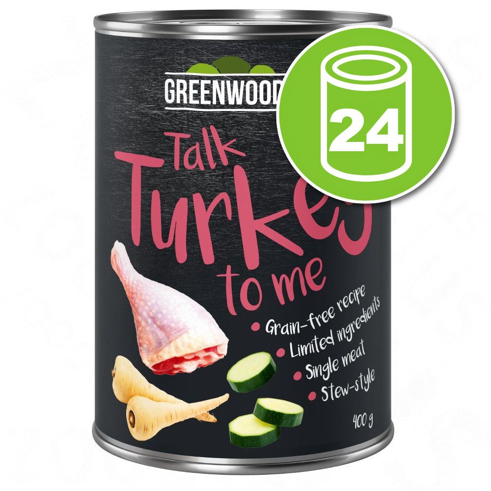 Lot Greenwoods 24 x 400 g pour chien - Bœuf, patates douces, brocolis