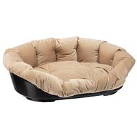 Set cesta de plástico Ferplast Siesta Deluxe negra con funda de terciopelo - Set talla 10 - 93,5 x 68 x 28,5 cm (L x An x Al)