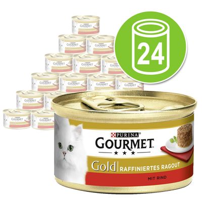 24 X 85 G Gourmet Zalm Gold Geraffineerde Ragout Kattenvoer gourmet kopen in de aanbieding