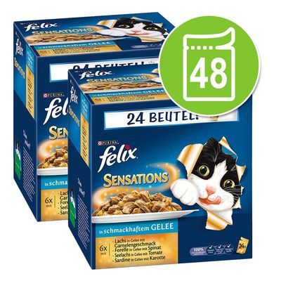 48 X 100 G Felix Sensations In Gelei Kattenvoer Vleesvariatie Voordeelpakket felix kopen in de aanbieding