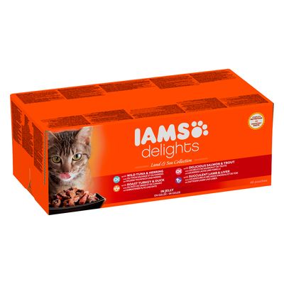 Iams Delights Kattenvoer 48 X 85 G Senior Kip In Saus iams kopen in de aanbieding