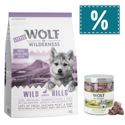 - Wolf of Wilderness Junior 4 kg Trockenfutter + gefriergetrocknete Premiumsnacks Wolf of Wilderness Junior 4 kg Trockenfutter + gefriergetrocknete Premiumsnacks