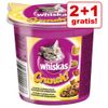 2 + 1 gratis! 3 x Snack Whiskas  - 3 x 40 g Dentabites Pollo