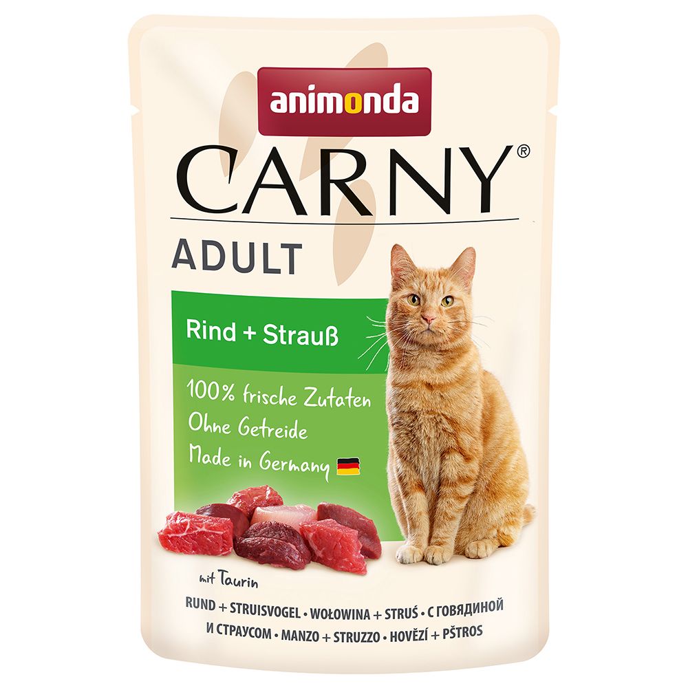 Carny Animonda Pliculețe 12 x 85 g - Vită + struț